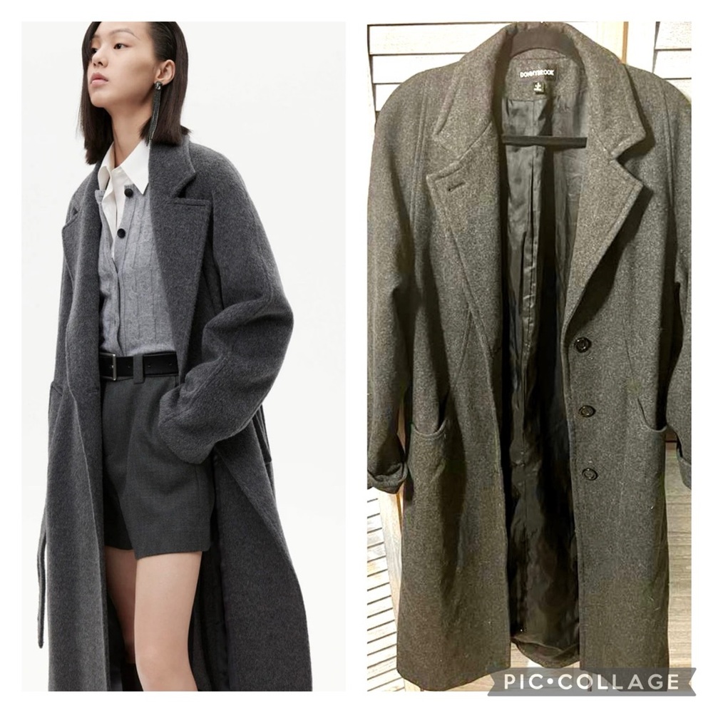 DONNYBROOK WOOL MIDI Dark Grey Fall Winter Peacoat Trench Coat